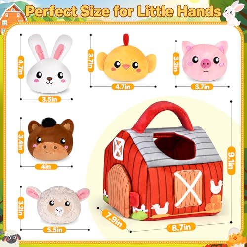 KMUYSL Plush Farm Animals Playset for Babies 0-3 Years