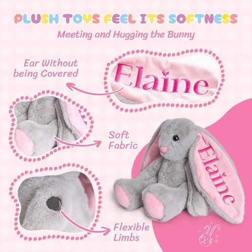 Custom Plush Bunny Toy with Childs Name Brown 1
