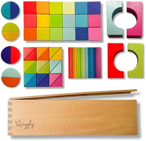 Quiggly Montessori Rainbow Building Blocks 68-Piece Set
