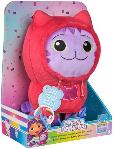 Gabbys Dollhouse DJ Catnip Plush Toy 10-Inch Move Groove Stuffed Animal