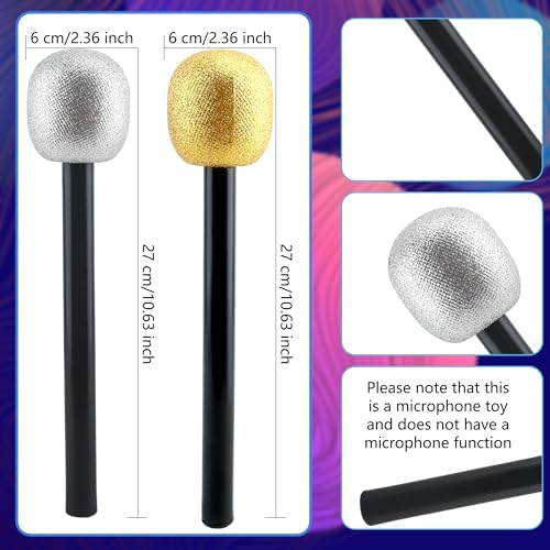 Haconba 8 Pack Glitter Stage Microphone Props