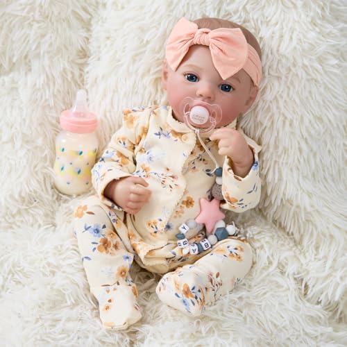 MYREBABY 17 Realistic Reborn Baby Girl Doll Set