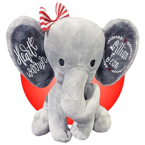 Personalized Gray Elephant Stuffed Animal for Heart Surgery Kids