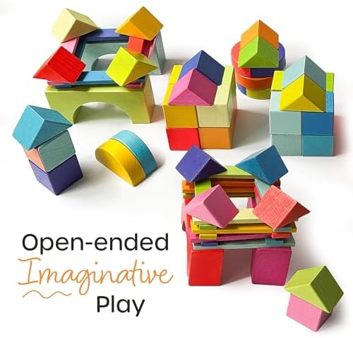 Quiggly Montessori Rainbow Building Blocks 68-Piece Set