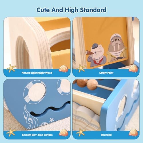 Promise Babe 5-in-1 Wooden Activity Cube - Ocean Theme