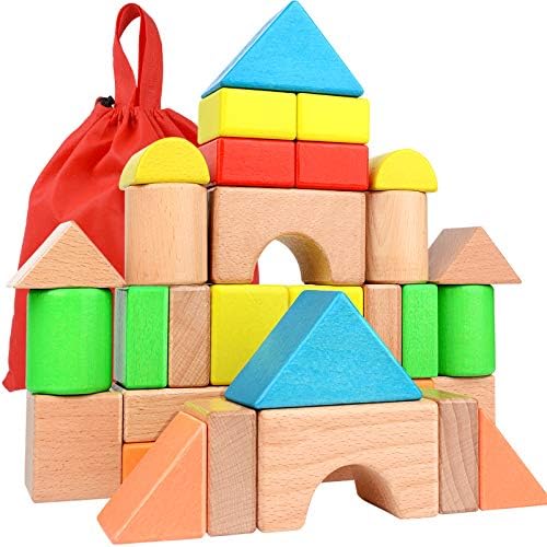 Migargle 32-Pc Wooden Stacking Blocks Set for Toddlers
