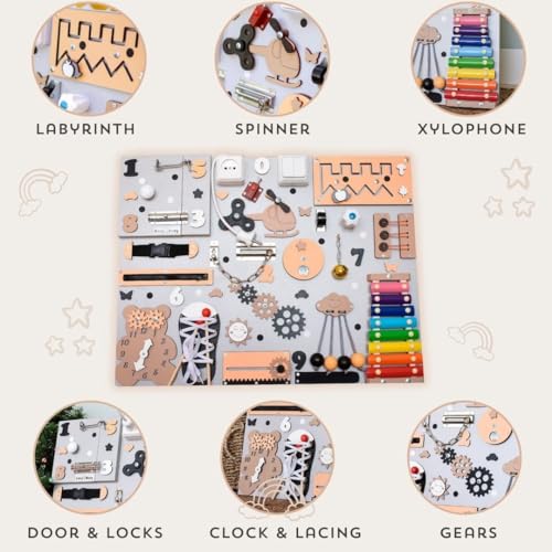 Montessori Busy Board Toy for 1 2 Year Old Toddler