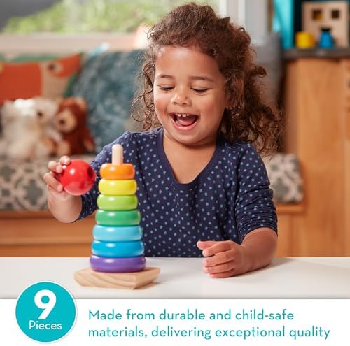 Melissa Doug Rainbow Stacker Wooden Rings Toy