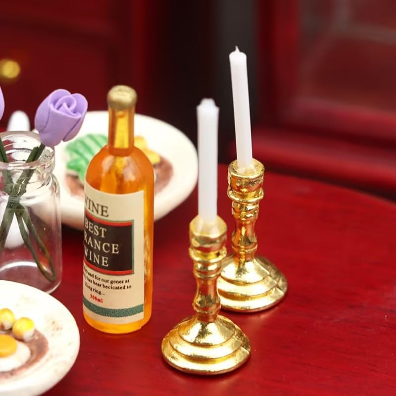 WLngtv 2Pcs Gold Miniature Candle Holder