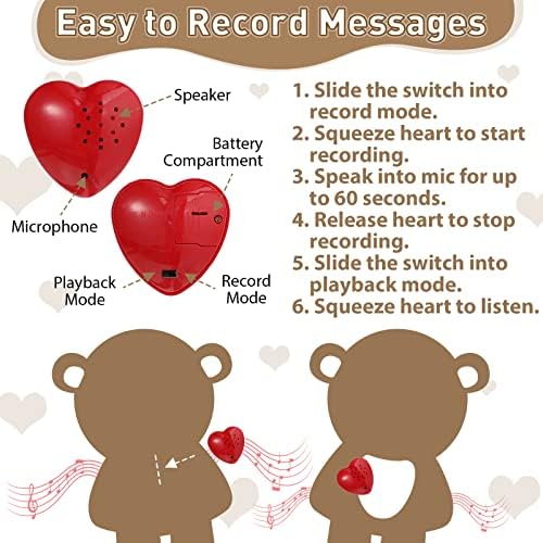 Hungdao Plush Bear with 60-Second Heart Voice Recorder