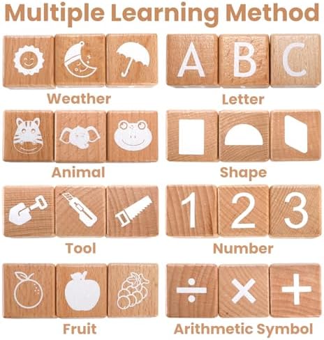 Peohud 26 Piece Wooden Alphabet Blocks for Kids