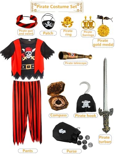 Kids Pirate Costume Set for Halloween Play