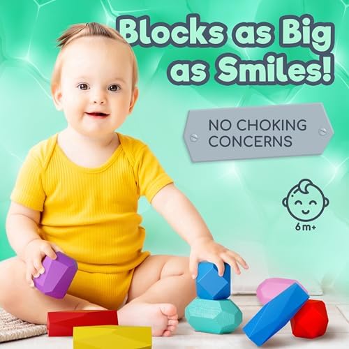 EVERSMART Wooden Stacking Blocks Safe Educational Durable