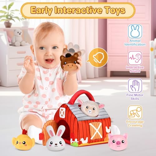 KMUYSL Plush Farm Animals Playset for Babies 0-3 Years