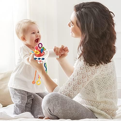 Oueyes Montessori Pull String Toy for 6-18 Months Babies