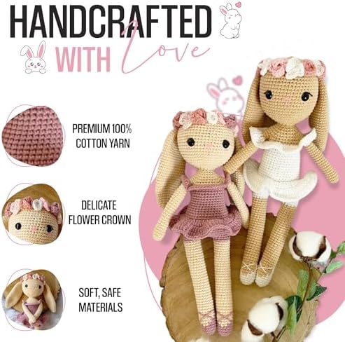 Ballerina Bunny Stuffed Toy for Kids Handmade Crochet Comfort Plush