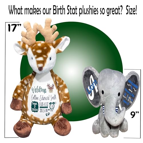Kikilishop Birth Stat Reindeer Plush - Washable Keepsake