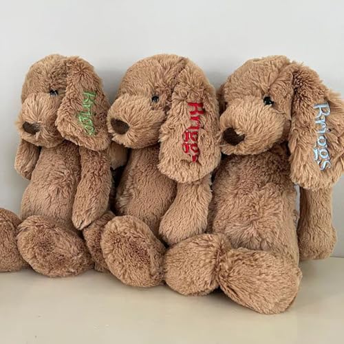 Personalized Embroidered Plush Dog Toy with Babys Name