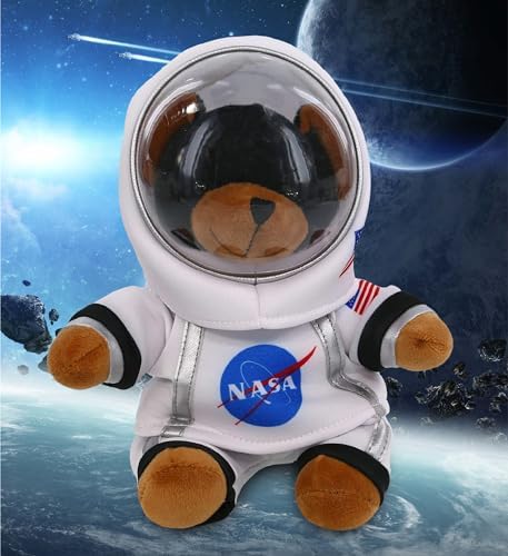 DolliBu Black Bear Astronaut Plush Toy - 6 Inches