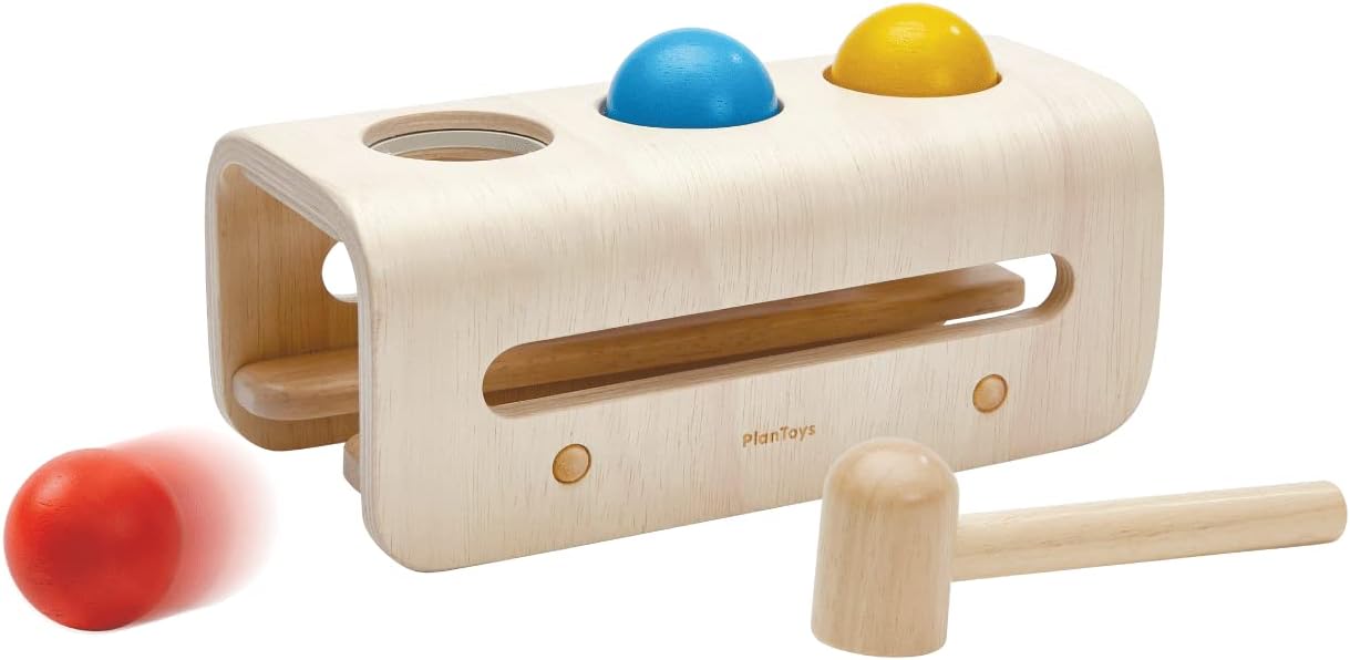 PlanToys Wooden Hammer Balls Pounding Toy Set