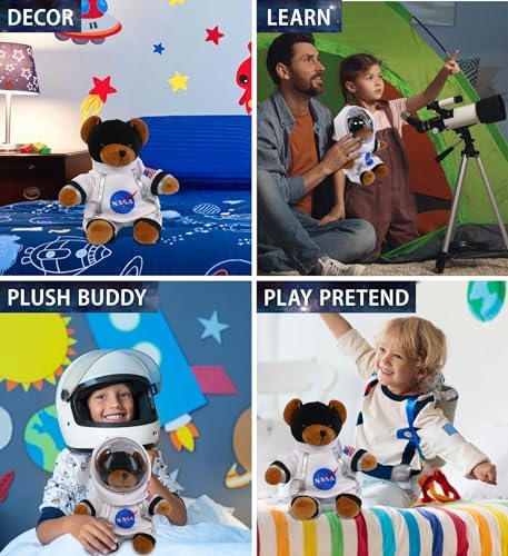 DolliBu Black Bear Astronaut Plush Toy - 6 Inches