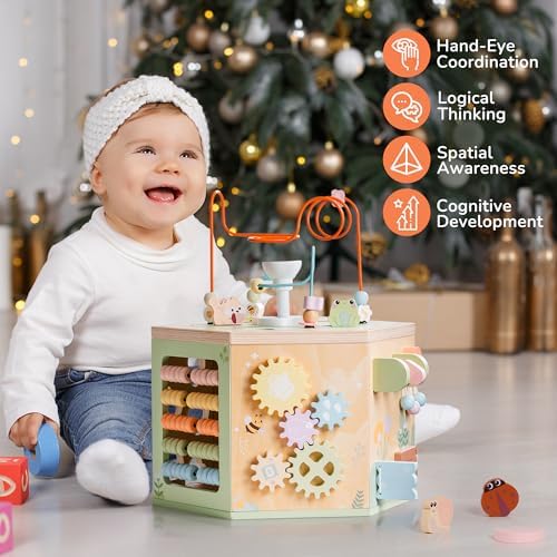ROBUD Wooden Activity Cube 13-in-1 Montessori Toy for Toddlers