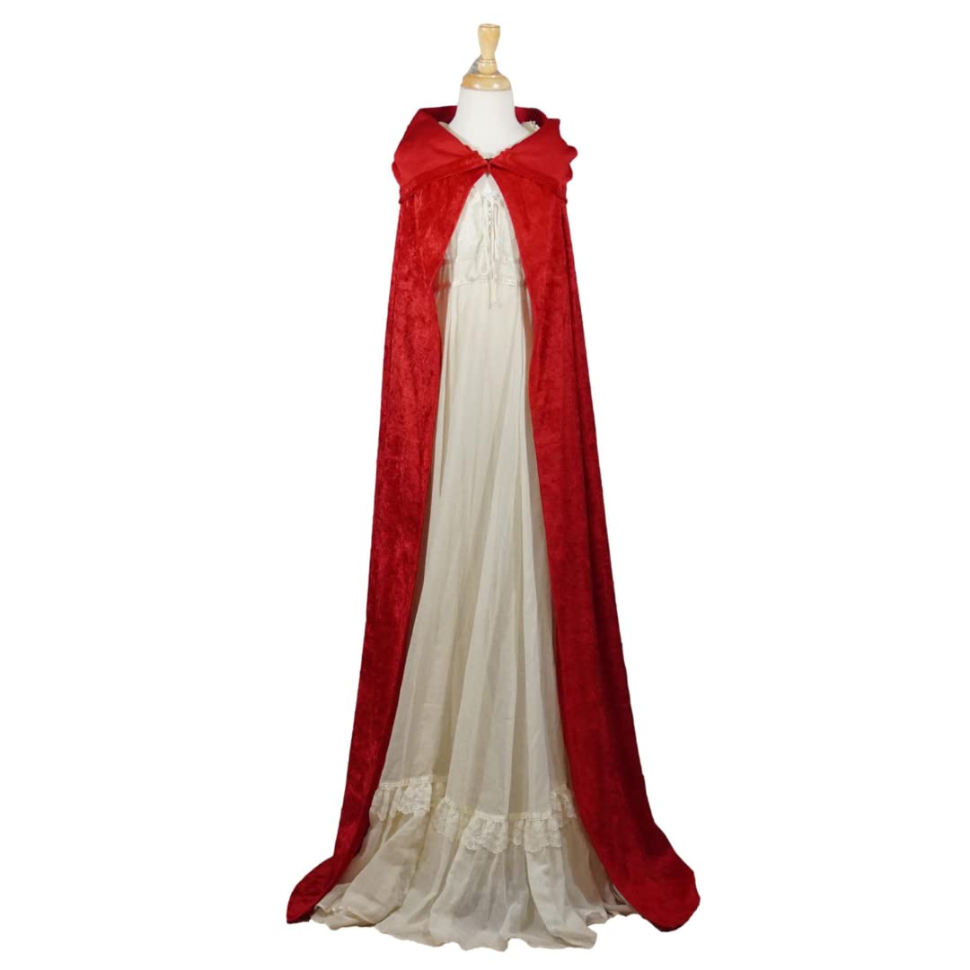 Red Crushed Velvet Hooded Cape for All Ages