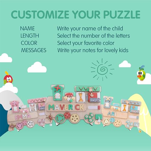 Custom Name Puzzle for Toddlers - Montessori Wooden Busy Board