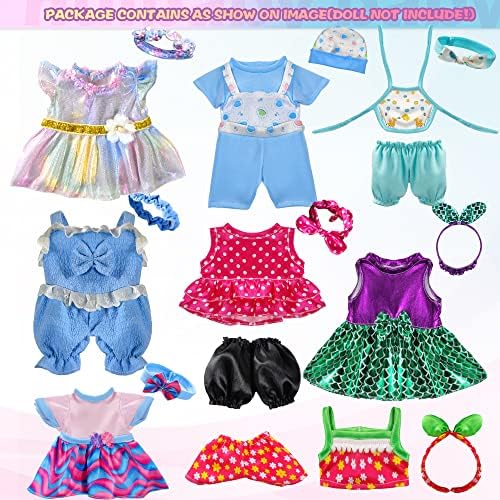 WONDOLL 19Pcs Baby Doll Clothes Costumes for 8-10 Inch Girl