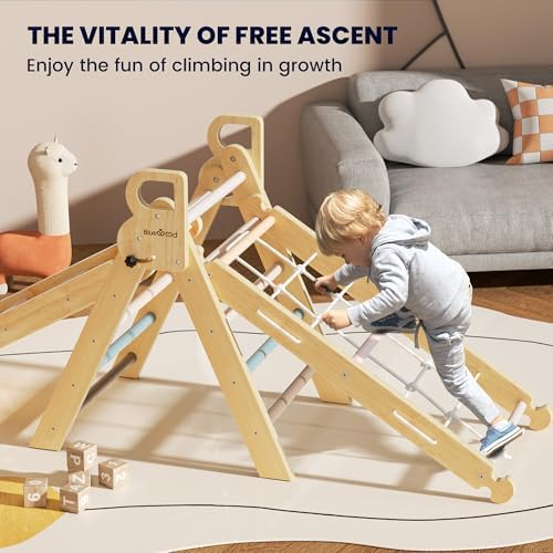 BlueWood 8-in-1 Pikler Triangle Climbing Set - Mauve Pink 1