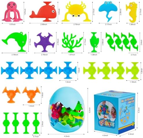27 PCS Suction Cup Bath Toys for Kids Ages 4-8