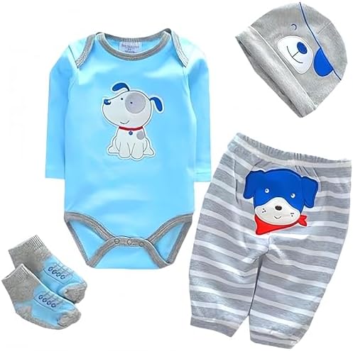 OHIJGN Reborn Baby Doll Boy Clothes 4 pcs Set