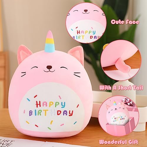 SQEQE 10 Inch Pink Unicorn Cat Plush Toy