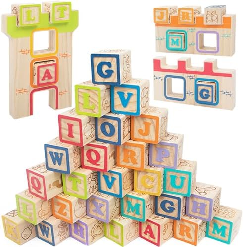 GIRAVO Wooden Blocks for Toddlers 2-3 Learning Set