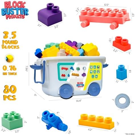 TOP Grade 80 PC Soft Building Blocks for Toddlers 1-3