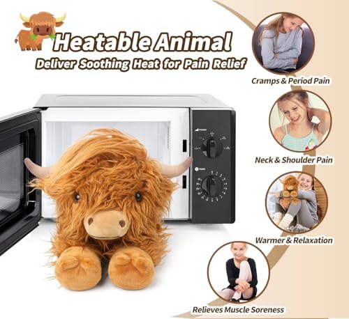 Cuckool Highland Cow Stuffed Animal Heating Pad