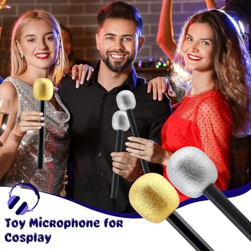 Haconba 8 Pack Glitter Stage Microphone Props