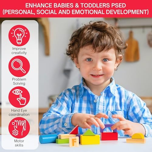 Alphabet Number Wooden Stacking Blocks Set for Toddlers
