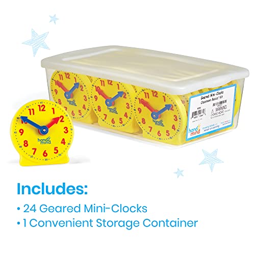 hand2mind Mini Geared Clock Set of 24 for Kids