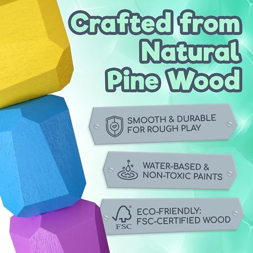 EVERSMART Wooden Stacking Blocks Safe Educational Durable