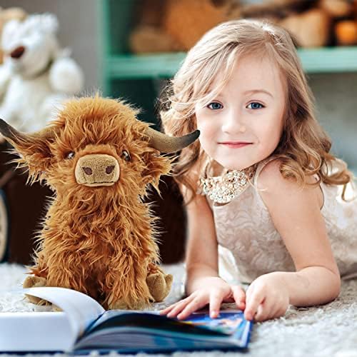 Gluutoyashop Scottish Highland Cow Plush Toy Brown 11 in