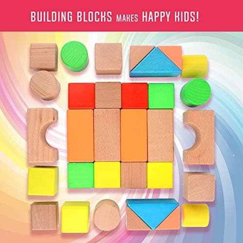 Migargle 32-Pc Wooden Stacking Blocks Set for Toddlers