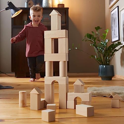 HABA 60 Piece Wooden Building Blocks for Ages 1-8