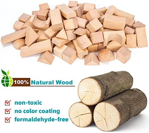Timfuis 80 PCS Wooden Stacking Blocks Set
