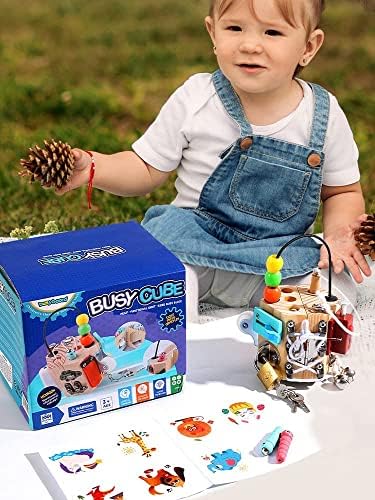 PORLPOEK Busy Cube for Kids 14 in 1 Travel Toy