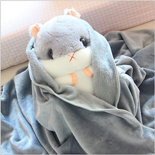 YunNasi Plush Hamster Pillow with Blanket 197 Inches Grey