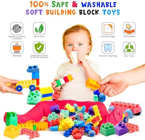 TOP Grade 80 PC Soft Building Blocks for Toddlers 1-3