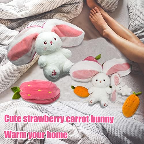 YOUBLEK Reversible Cuddle Bunny Plush Pillow Strawberry 709 Inches