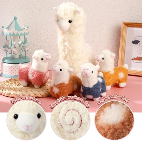 Civaner Llama Plush Set with 4 Baby Llamas Soft Kawaii Stuffed Animal Gift
