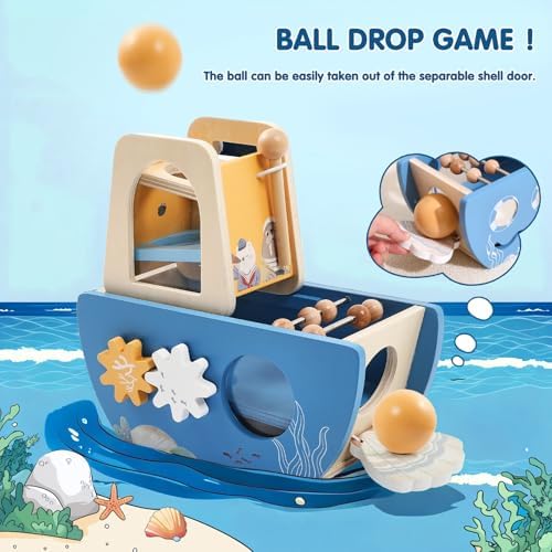 Promise Babe 5-in-1 Wooden Activity Cube - Ocean Theme